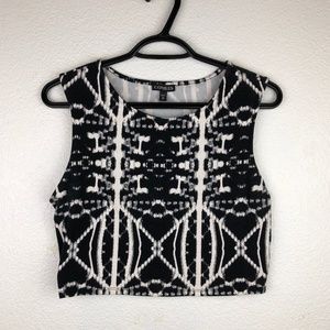 Express Black & White Pattern Crop Top
